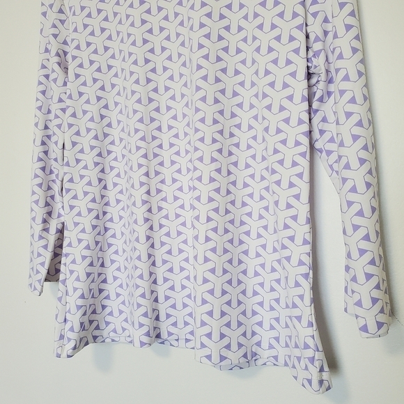 J McLaughlin Purple and White Print Top - Picture 4 of 9